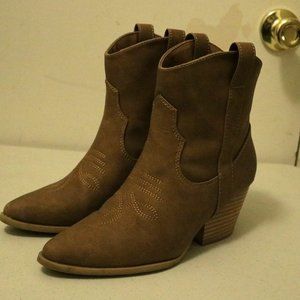 Rachel Zoe Heeled Cowboy Booties - Brown Point tip